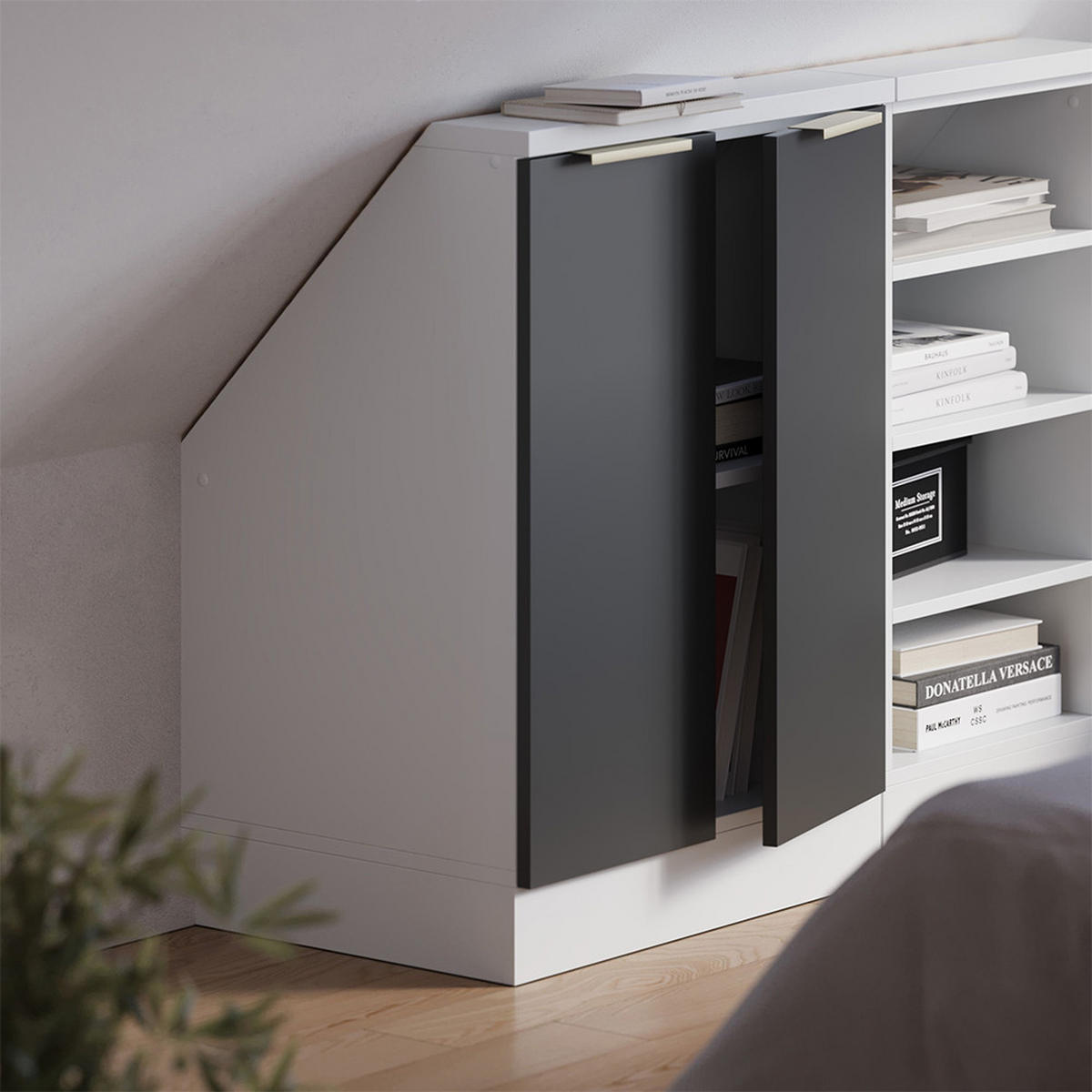 ŠIKMÁ SKŘÍŇ Rion Antracitově zlatý - antracitová, kompozitní dřevo (60/81.6/46cm) - Vicco