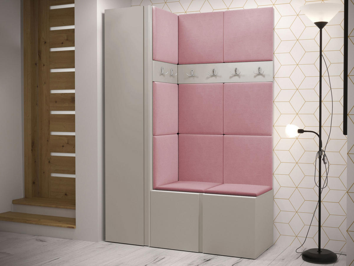 GARDEROBEN-SET Orion IX - Kaschmir/Rosa, Holzwerkstoff/Kunststoff (124/186/46cm) - MIRJAN24