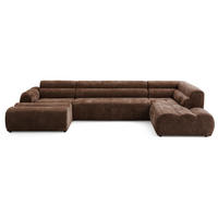 6-SITZER modulares Wohnlandschaft U XXL VEER SET 4 Rechts, 368 x 190 cm, Chenille Webstoff Orange - Schwarz/Orange, Holz/Kunststoff (190/75/368cm) - Muffo