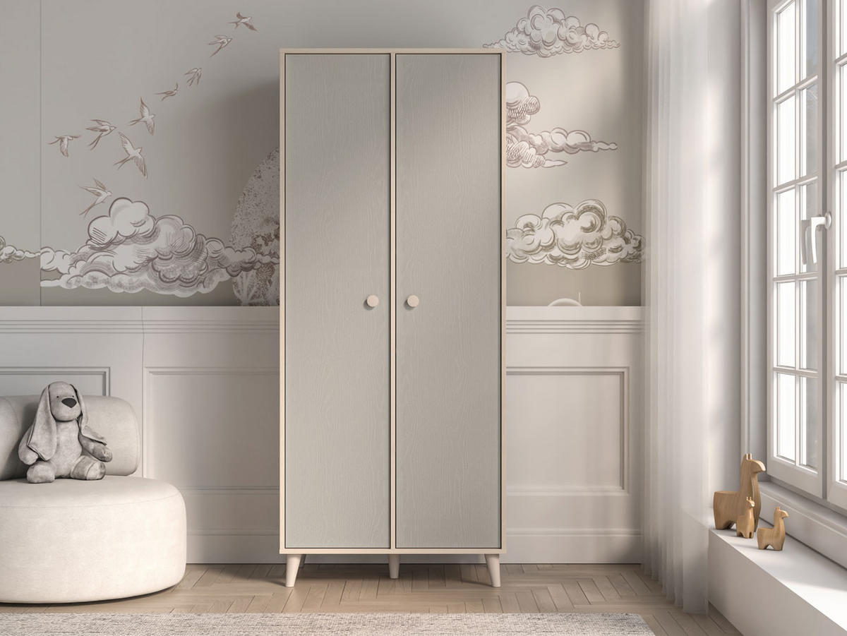 KLEIDERSCHRANK Mevel Wüstensand / Palladiumgrau 80 / 51 / 190cm - Grau, Holz/Holzwerkstoff (80/190/51cm) - Feldmann-Wohnen