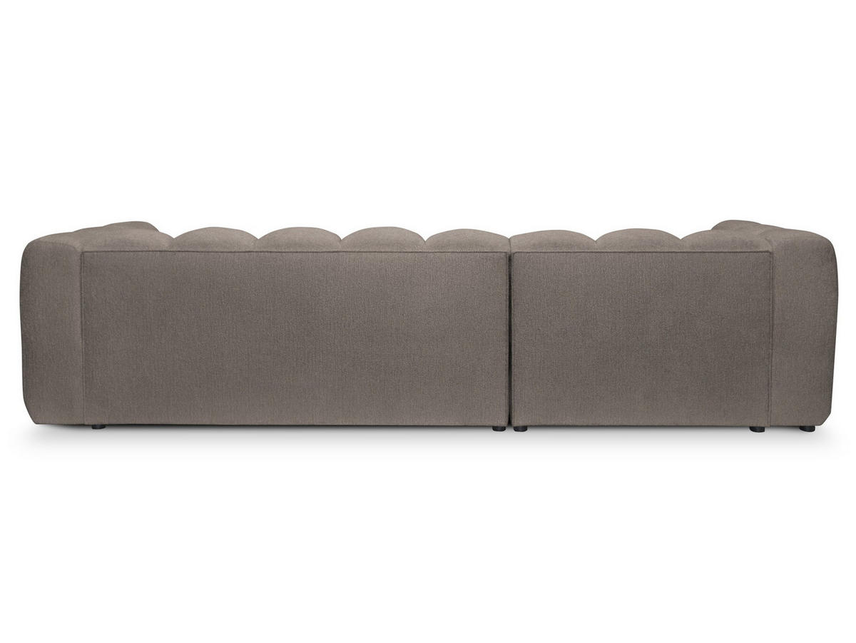 3-SITZER SOFA mit Schlaffunktion Strukturstoff Beige - Beige/Schwarz, Holzwerkstoff/Kunststoff (230/90/105cm) - LaMiaSofa