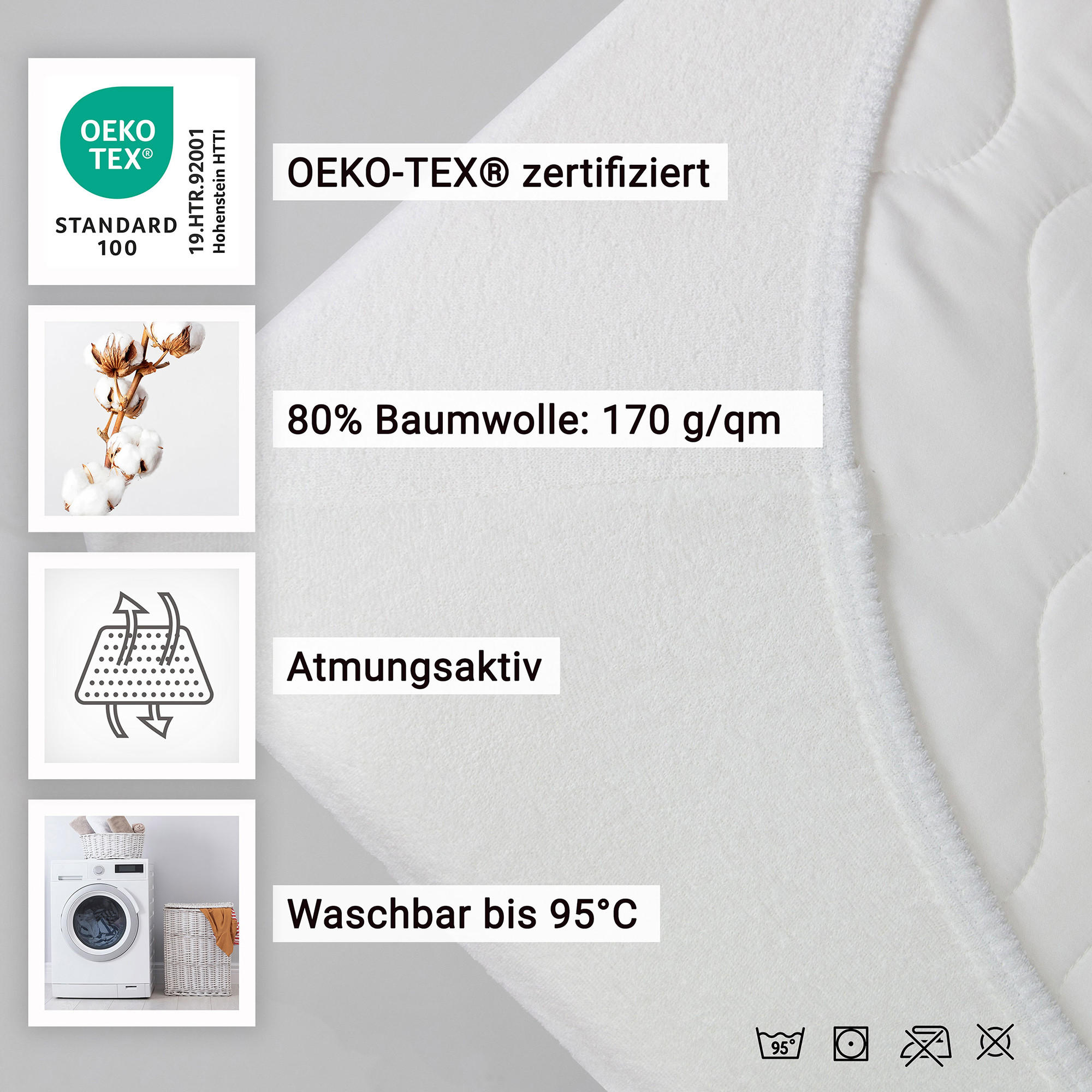 SPANNBETTLAKEN, 80% Baumwolle, 20% Polyester, Weiß - Weiß, Naturmaterialien (70/140cm) - Zollner