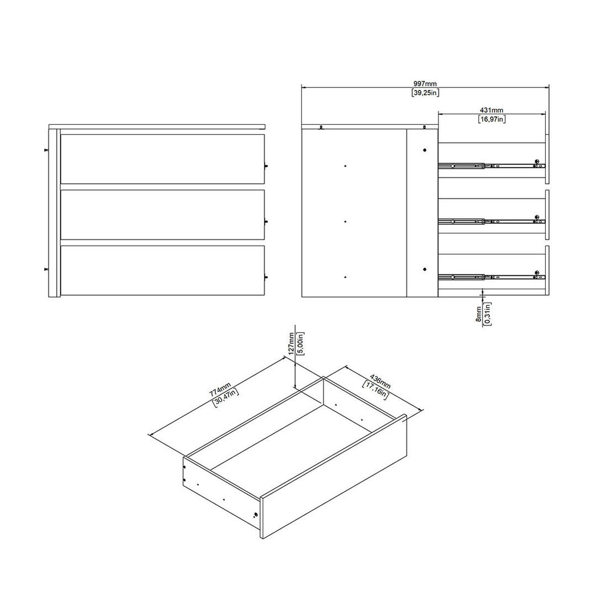 SCHUBLADENEINSATZ, Catania, Weiß, Holzwerkstoff, 70 x 55 x 87 cm - Weiß, Holzwerkstoff (70/87/55cm) - ebuy24