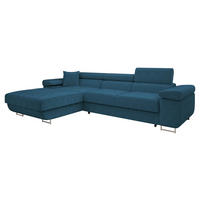 ECKSOFA Torezio Mini Cord, Seite: Links - Blau, Holz/Textil (280/170cm) - MIRJAN24