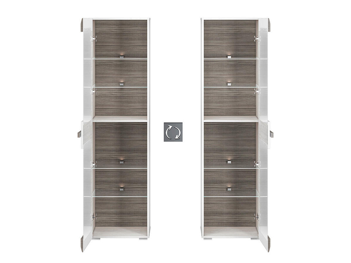 VITRINE – 55 cm – Blanco – Grau / Kieferfarben - Grau/Kieferfarben, Holzwerkstoff (55/202/42cm) - hi-markt