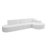 ECKSOFA Ottomane Rechts MARI-L2 - 317x163x73,5 cm Weiß Bouclé - Schwarz/Weiß, Holzwerkstoff/Kunststoff (317/163cm) - ALTDECOR