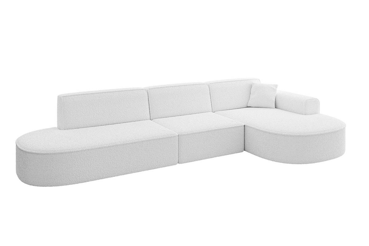 ECKSOFA Ottomane Rechts MARI-L2 - 317x163x73,5 cm Weiß Bouclé - Schwarz/Weiß, Holzwerkstoff/Kunststoff (317/163cm) - ALTDECOR