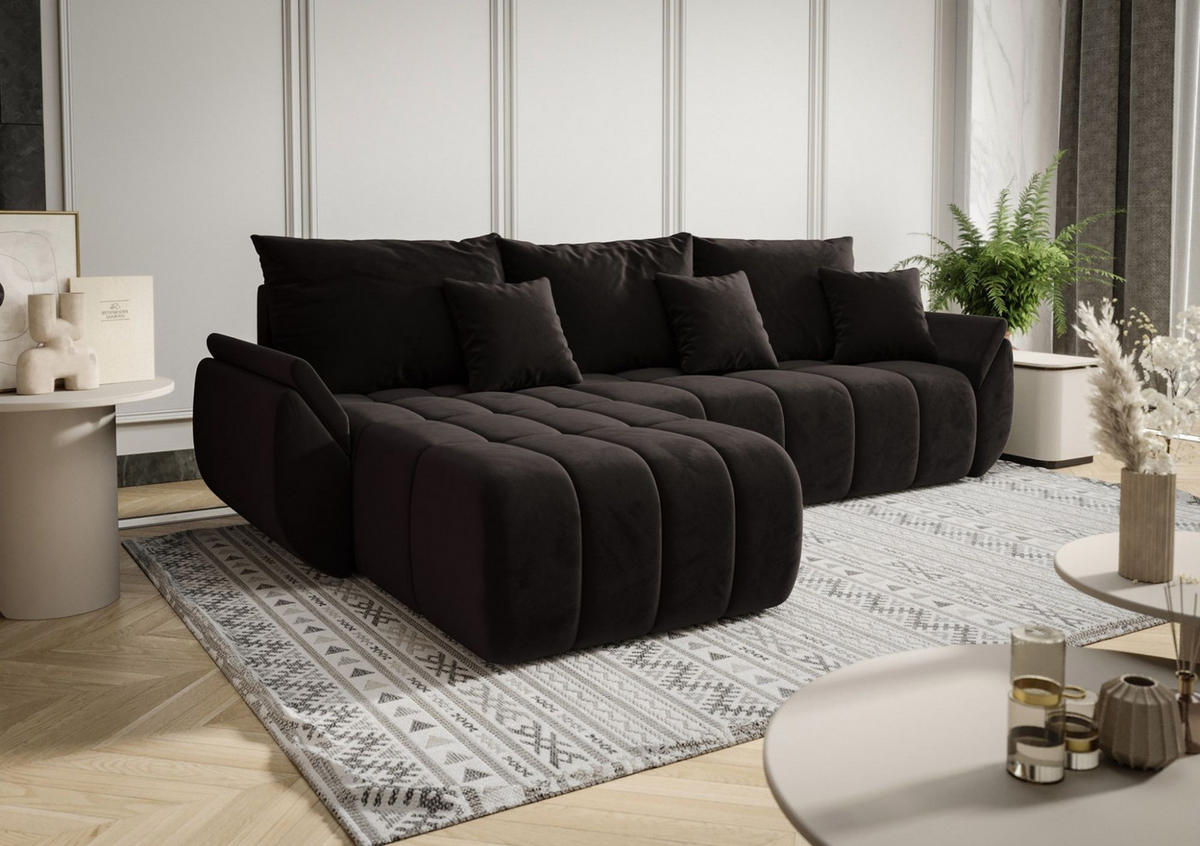 ECKSOFA Osaka - Dunkelgrau, Holzwerkstoff/Textil (280/185cm) - Fun Möbel