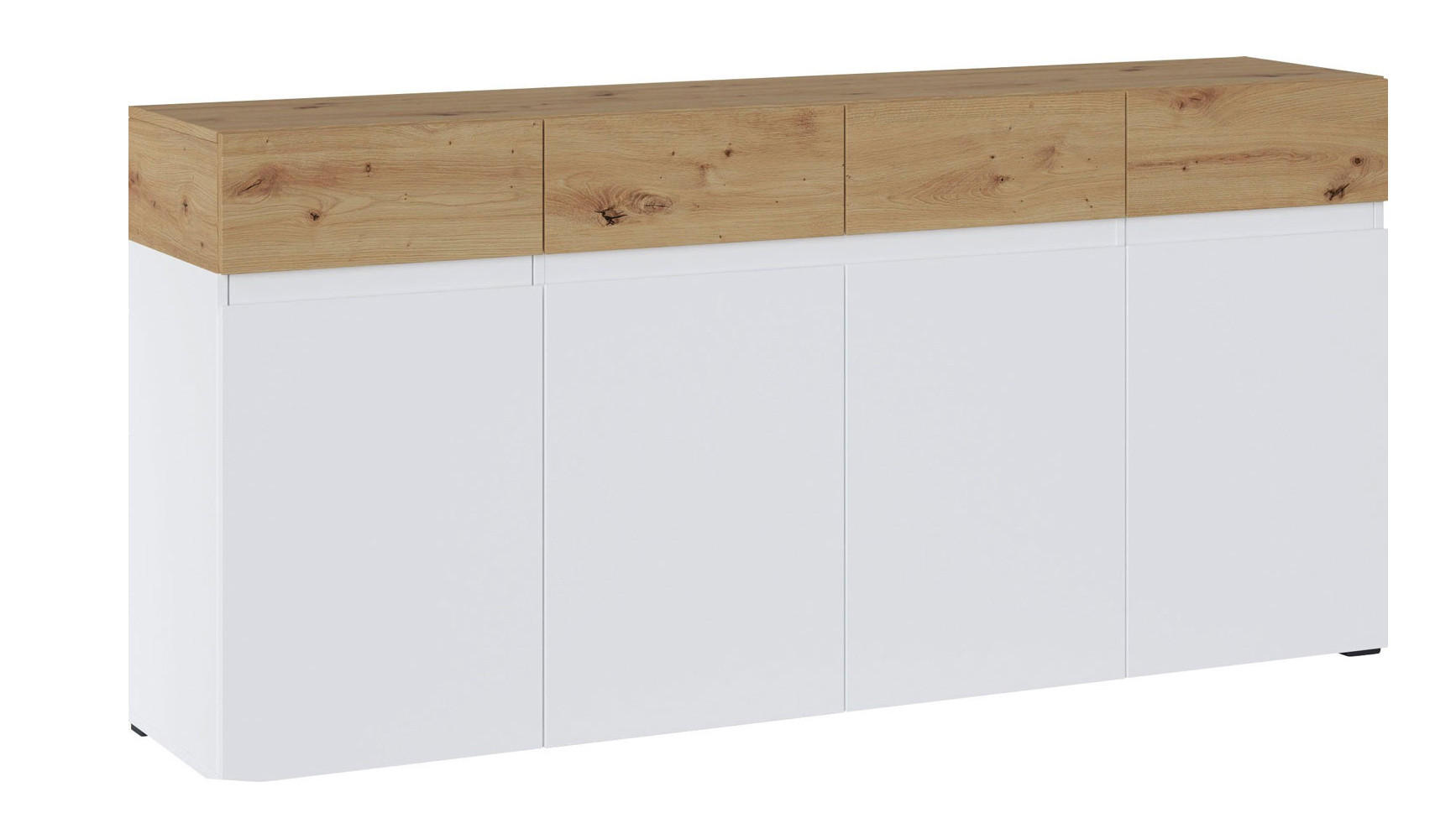 SIDEBOARD Rimini Weiß / Artisan Eiche 180 / 40 / 86cm - Weiß/Braun, Holz/Holzwerkstoff (180/86/40cm) - Feldmann-Wohnen