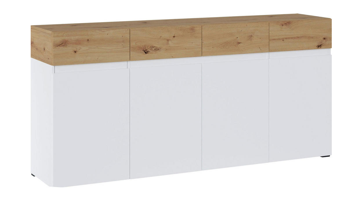 SIDEBOARD Rimini Weiß / Artisan Eiche 180 / 40 / 86cm - Weiß/Braun, Holz/Holzwerkstoff (180/86/40cm) - Feldmann-Wohnen