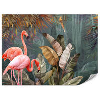 FOTOTAPETE für Wohnzimmer Flamingos Dschungel Blätter Tropisch 450x315 - Multicolor, Papier (450/315cm) - Muralo