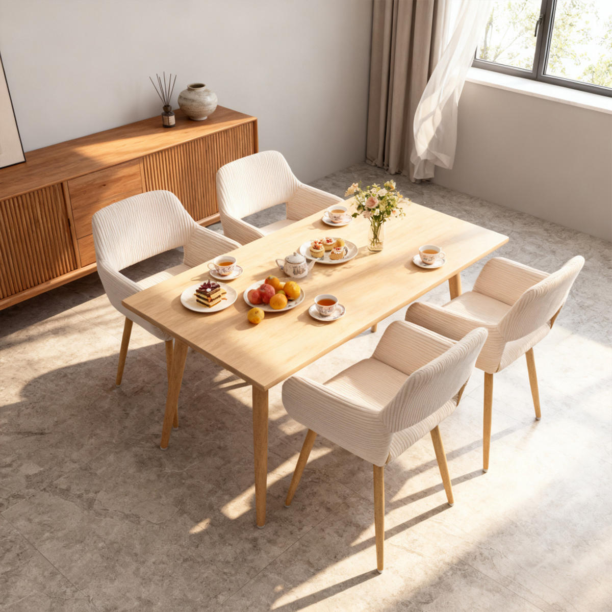 ESSZIMMERSTÜHLE 4er-Set aus Metall für Küche, Wohnzimmer, Schlafzimmer und Büro, Hellbeige - Beige, Textil/Metall (56/78/56cm) - Meubles Cosy
