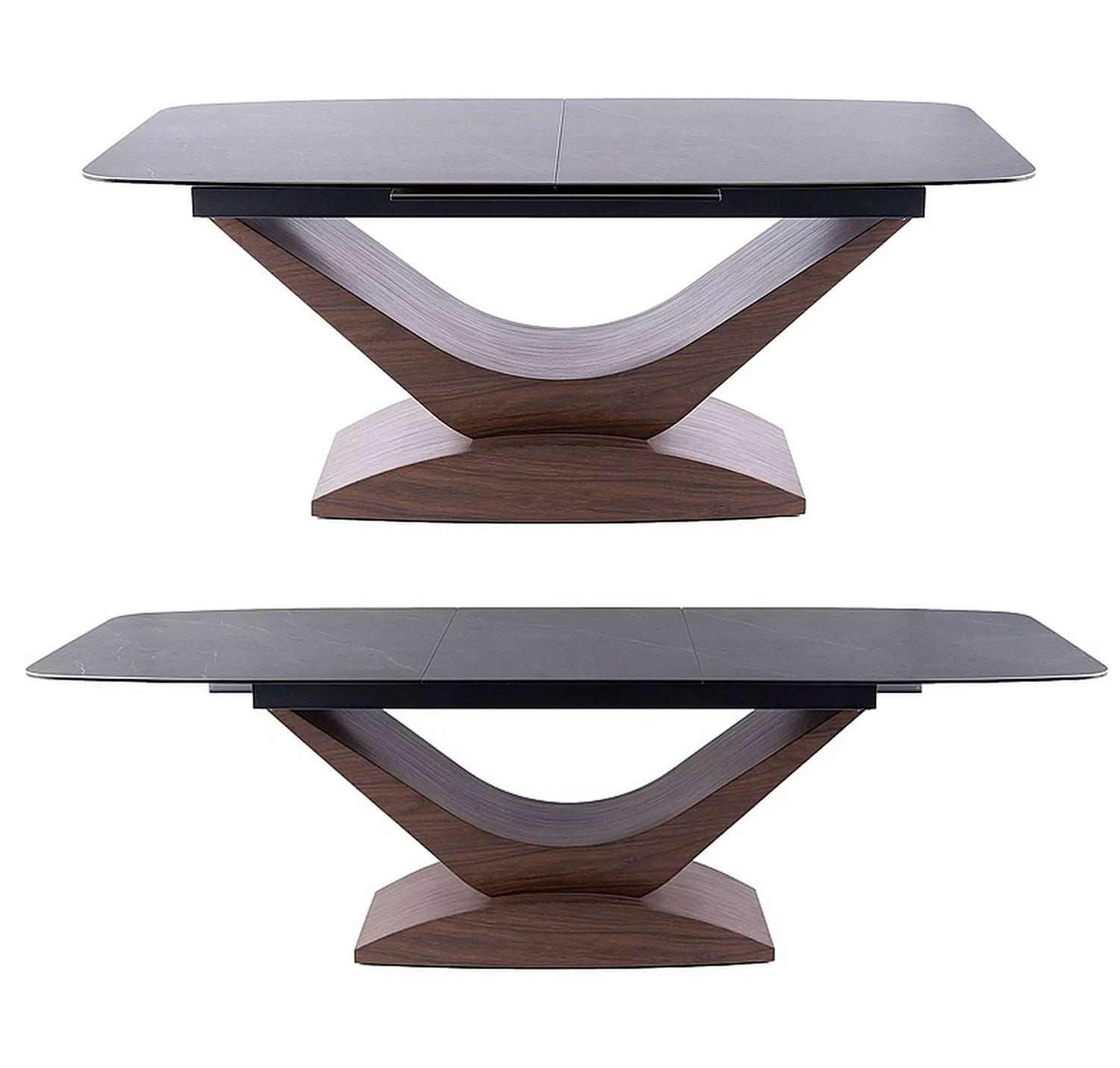 ESSTISCH Dolce Grau Marmor / Nussbaum 180-240 / 95 / 76cm - Braun/Grau, Holz/Keramik (95/240/76cm) - Feldmann-Wohnen