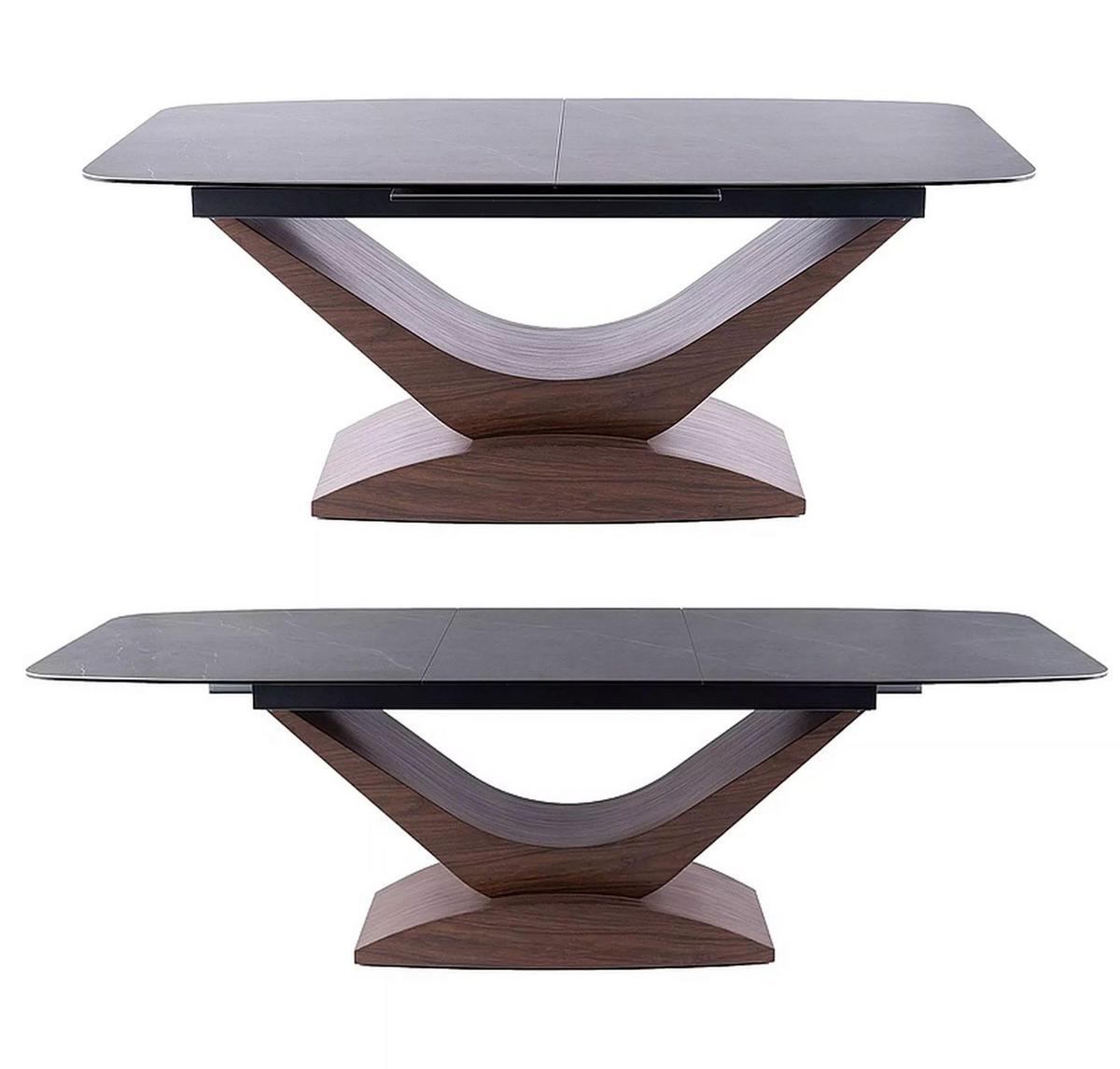 ESSTISCH Dolce Grau Marmor / Nussbaum 180-240 / 95 / 76cm - Braun/Grau, Holz/Keramik (95/240/76cm) - Feldmann-Wohnen