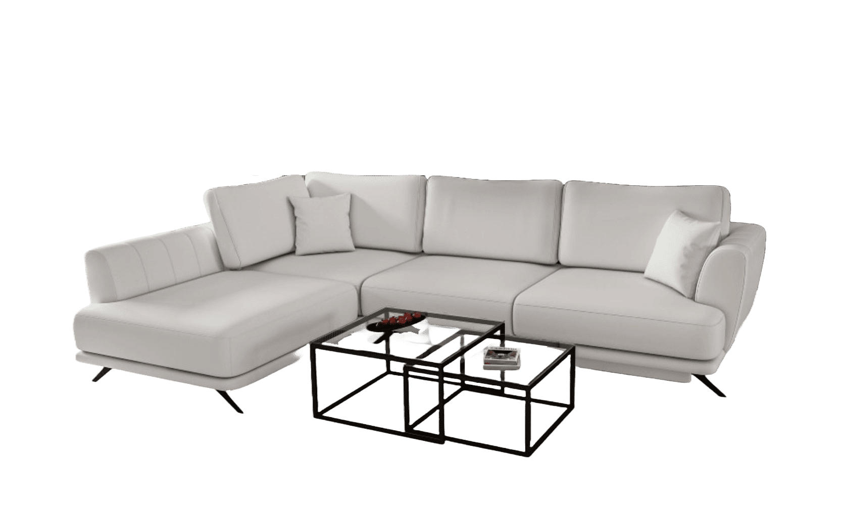 ECKSOFA mit Schlaffunktion und Bettkasten - Schwarz/Weiß, Textil/Metall (276/191cm) - Eltap