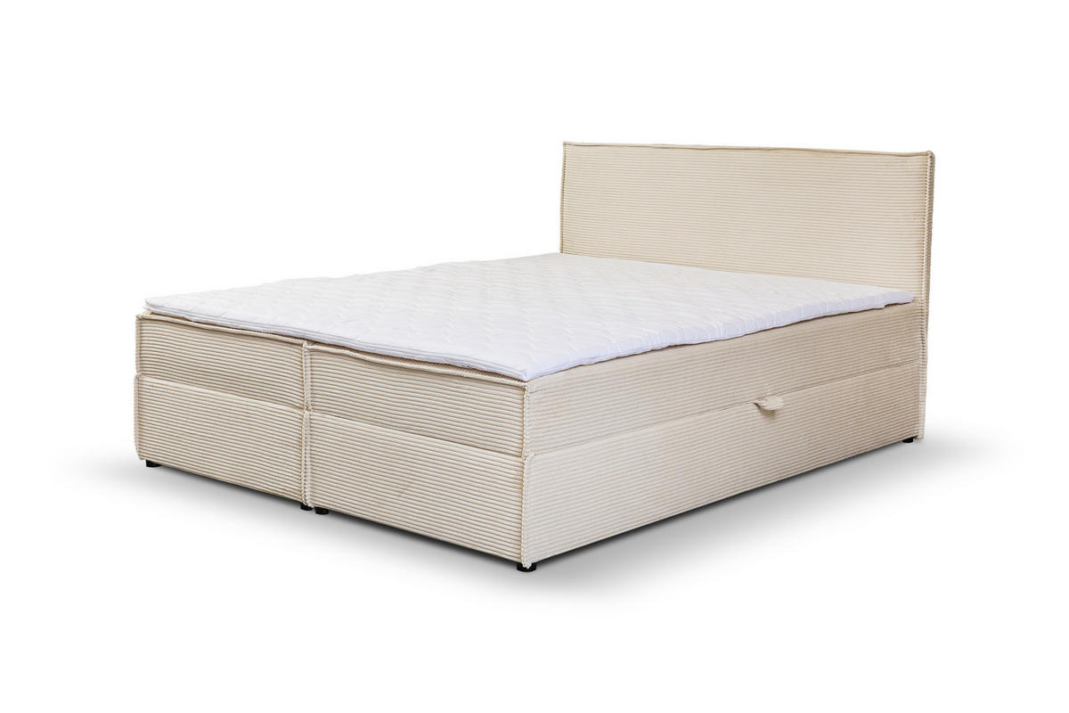 BOXBETT GLORIA mit Bettkästen H2/H3 Matratze 180 x 200 cm - Grau, Holzwerkstoff (180/200cm) - VENASI MÖBEL