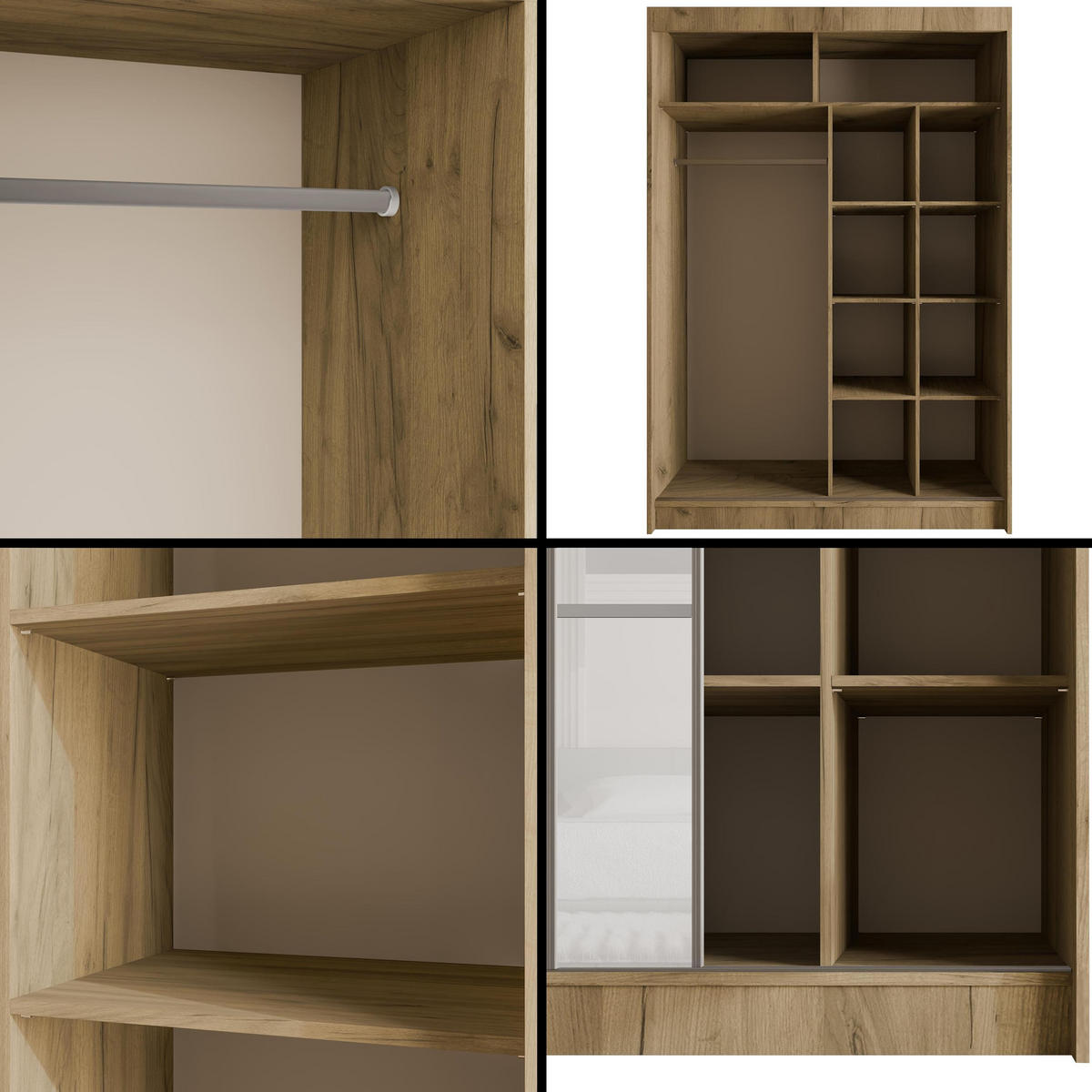 KLEIDERSCHRANK PEKA III - 150 cm - Braun|Weiß - Braun/Weiß, Holzwerkstoff (150/215/61cm) - ALTDECOR