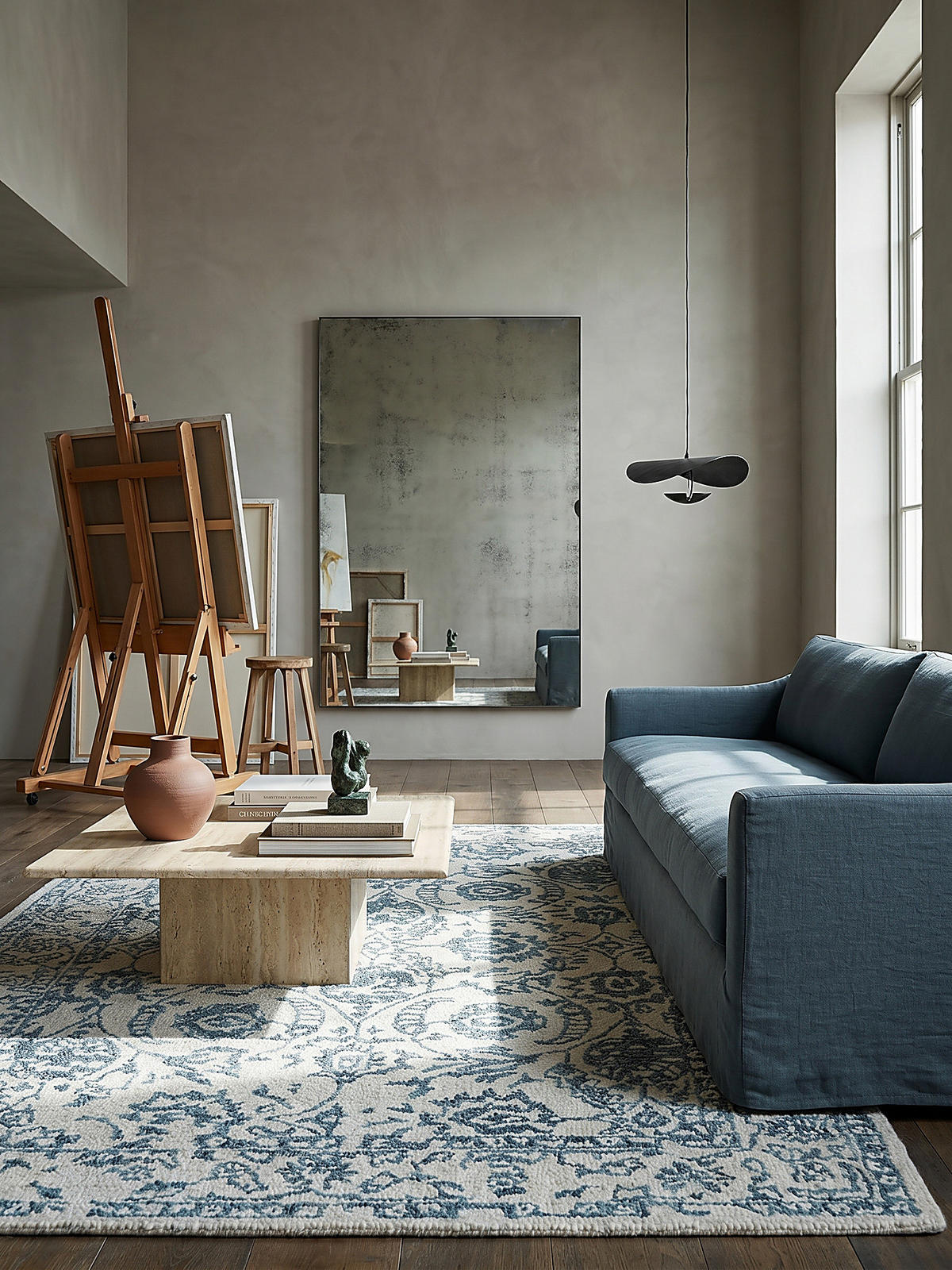 WOLLTEPPICH SOAR, im Vintage-Stil, Türkis-Beige, 160 x 230 cm - Blau, Textil (230/160cm) - KADIMA DESIGN