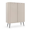 HIGHBOARD Salvia 2T Beige, Schwarz 103/129/39 cm – mit geriffelten Fronten und hohen Beinen - Beige/Schwarz, Holzwerkstoff/Metall (103/129/39cm) - AX Living