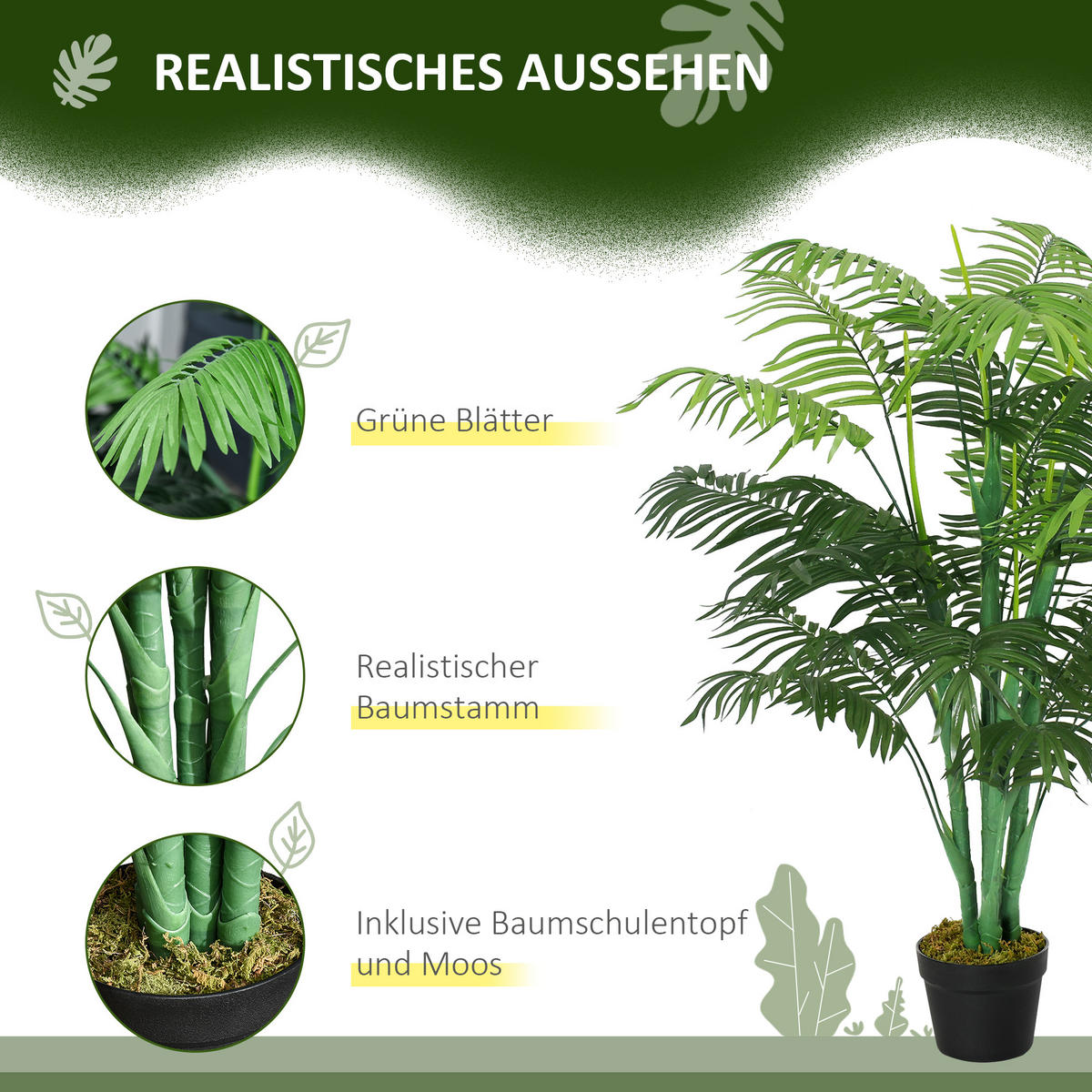 KÜNSTLICHE Pflanzen Grün 16.0/16.0/125.0cm - Grün, Kunststoff (125cm)