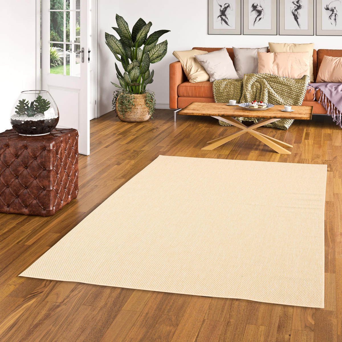 IN & OUTDOOR TEPPICH FLACHGEWEBE VALENCIA MIX - Honig, Textil (120/170cm) - Pergamon