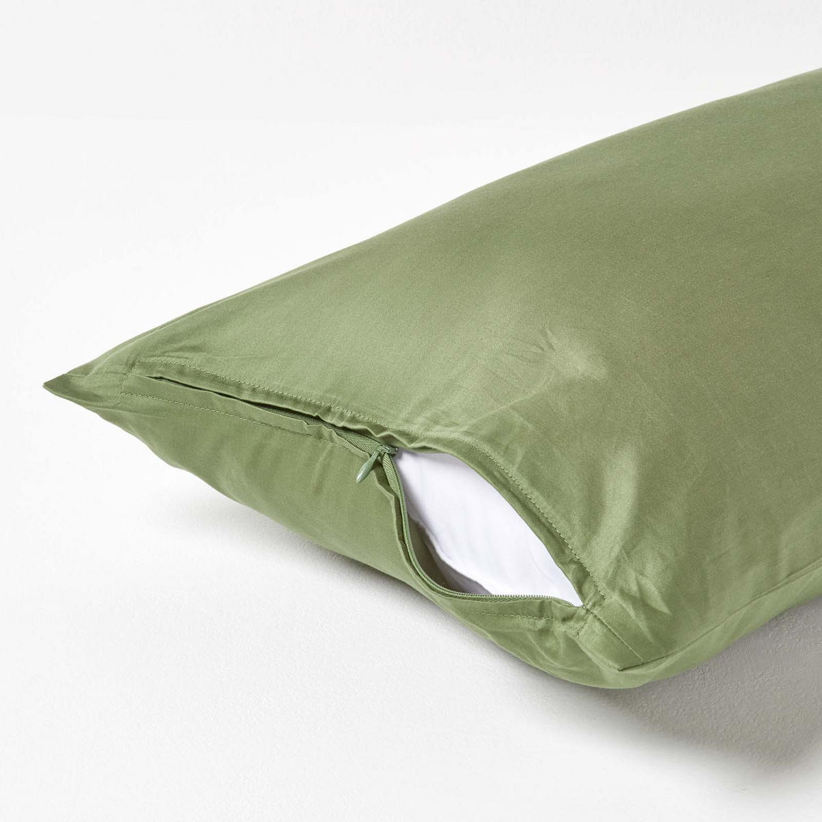 BIO-KISSENBEZUG Satin, Fadendichte 400 - Grün, Textil (40/80cm) - Homescapes