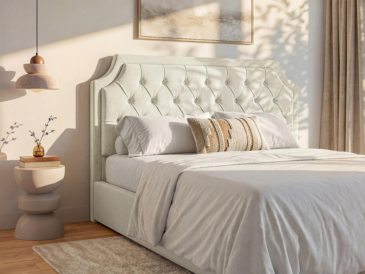 BETTKOPFTEIL - 2 Personen - Stoff - Beige - - Beige, Textil (150/110/8cm) - Vente-Unique