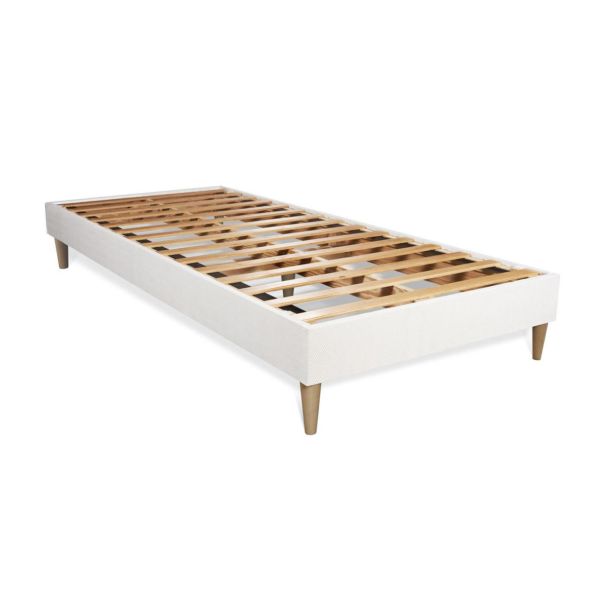 BETT Nottingham Memory-Schaum 90 x 200 cm h3 - Kit Bettgestell Weiß - Beige/Weiß, Karton/Holz (90/200cm) - ROYAL PALACE BEDDING