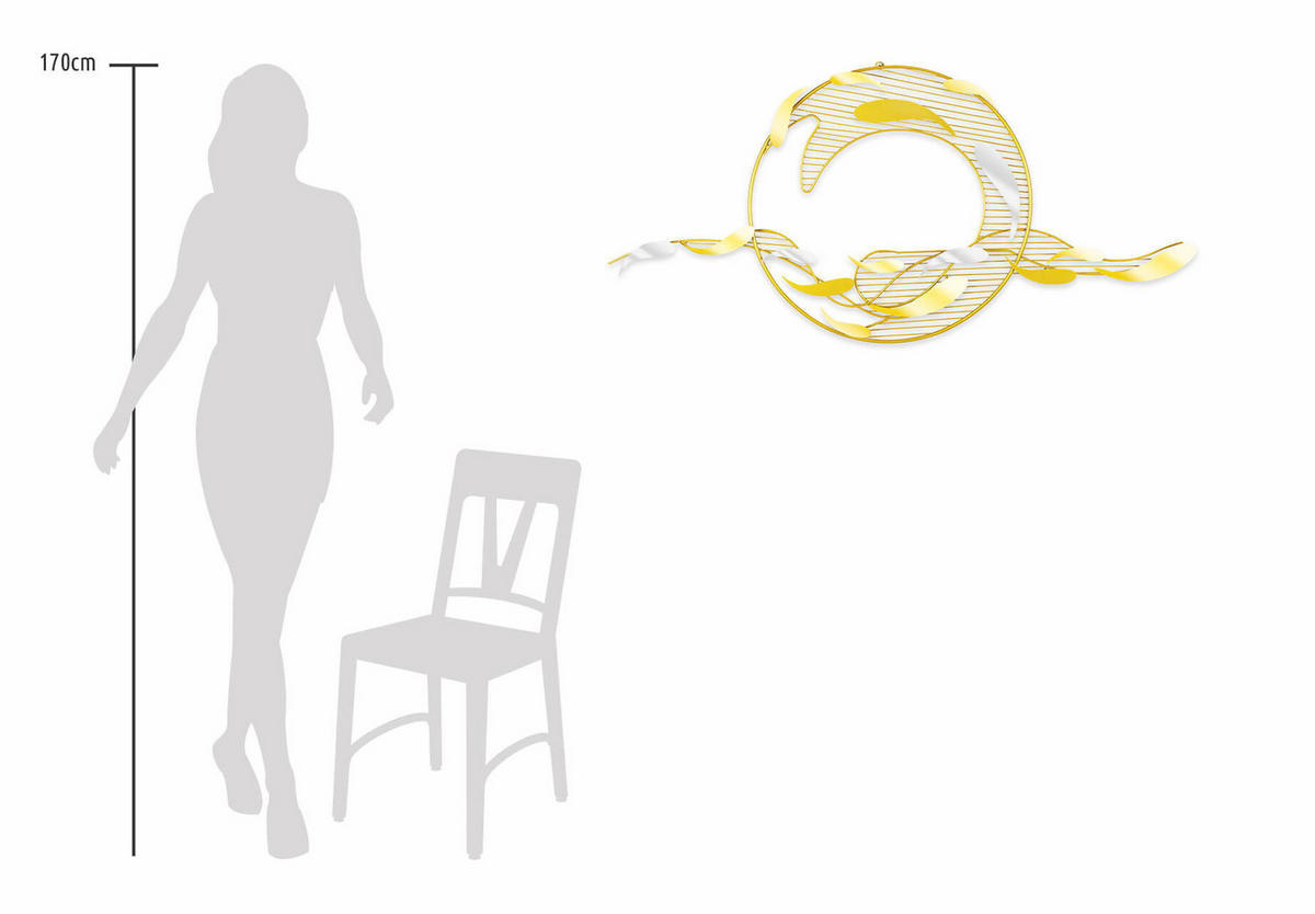 WANDDEKO Gold 121/53 cm - Goldfarben/Kupferfarben, Metall (3.2/53/6cm) - KUNSTLOFT