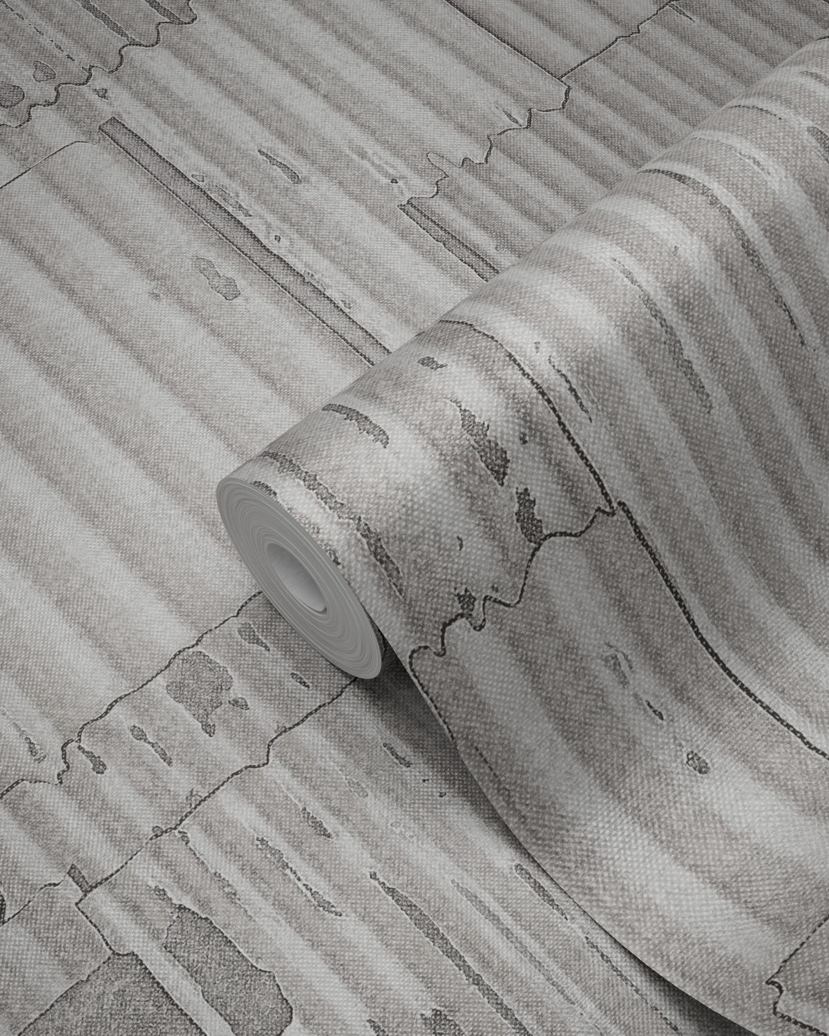 TAPETE industrielle Wellplatten aus Metall 3D 53 cm x 10.05 m - Grau, Papier (53/1000cm) - Origin Wallcoverings