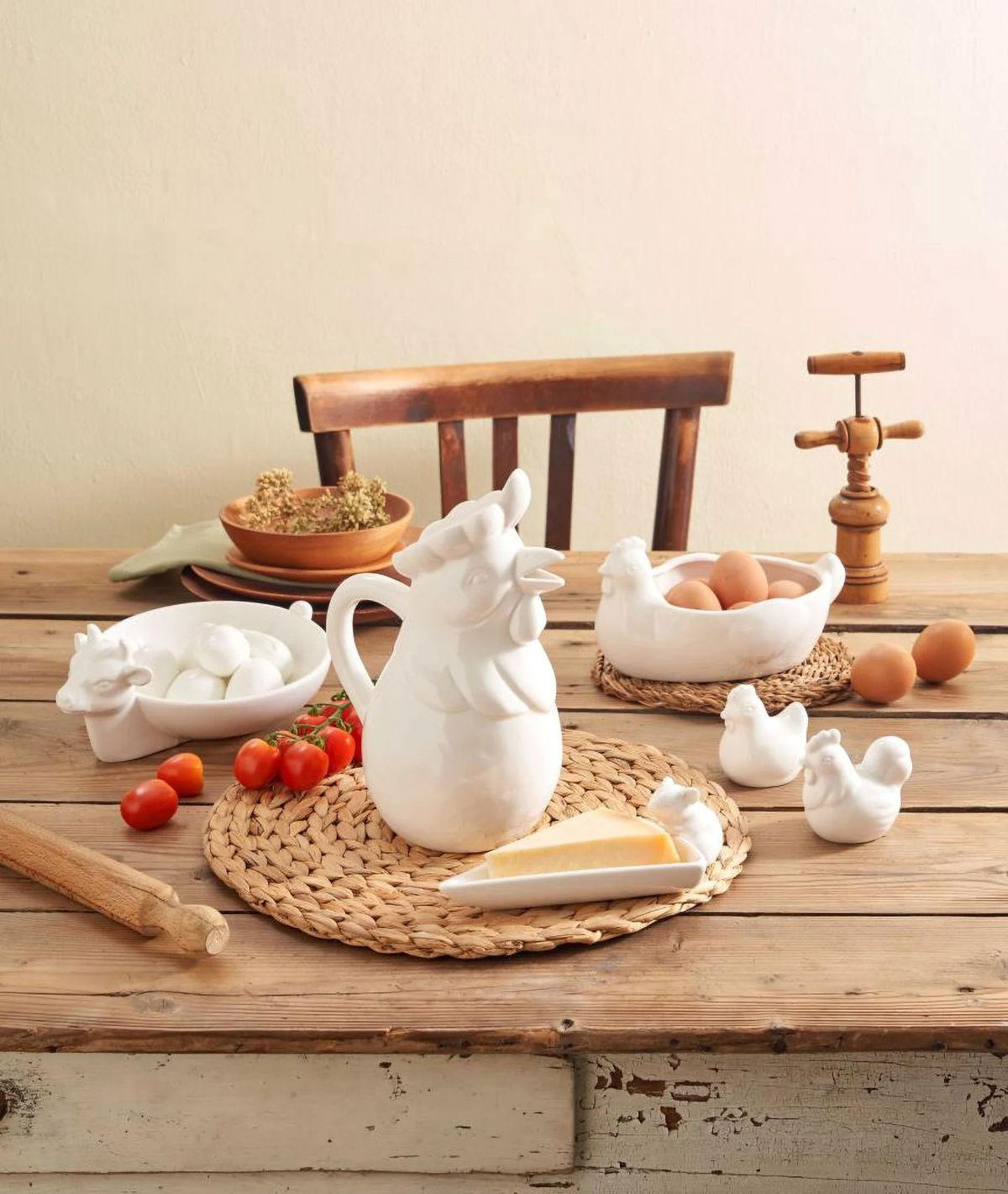 KÄSE-SERVIERPLATTE "Piatto Servi Formaggio" Fattoria 20,5 x12 x 5,5 cm - Multicolor, Keramik (20.5/5.5/12cm)