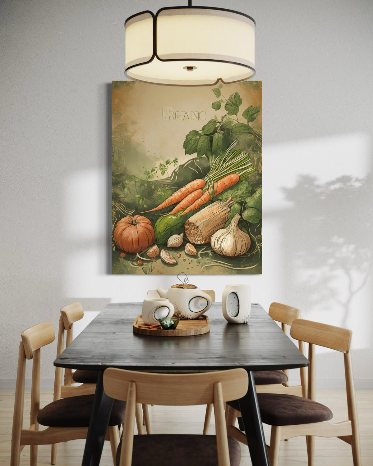 WANDBILD gemüse küche lebensmittel - Beige, Textil (40/60cm) - Feeby