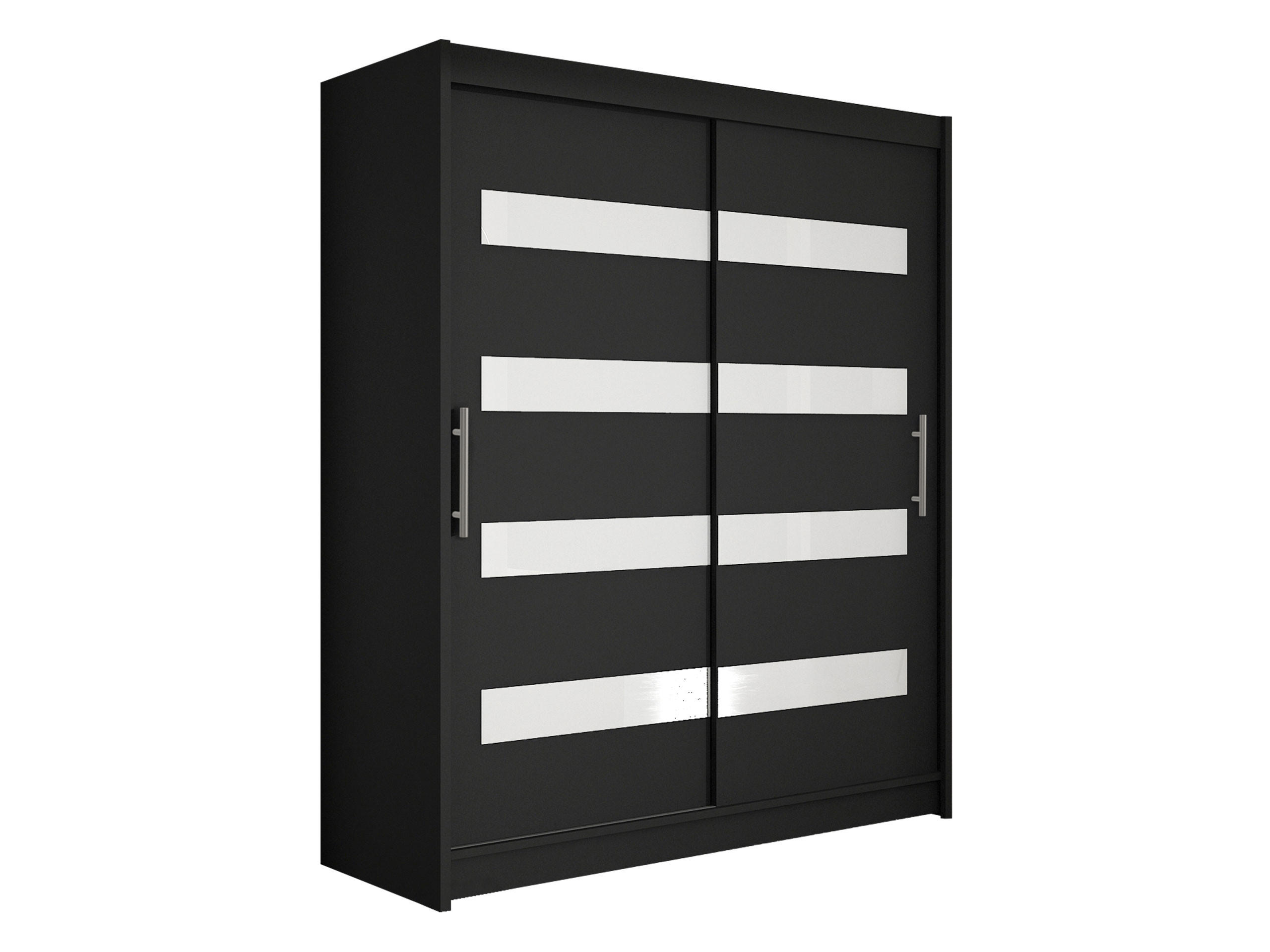 SCHWEBETÜRENSCHRANK Westa IV - Silberfarben/Schwarz, Holzwerkstoff/Metall (150/200/58cm) - MIRJAN24