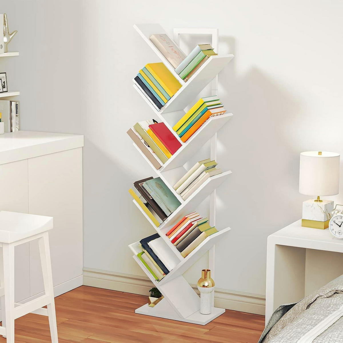 BÜCHERREGAL Baumform Weiß 34 x 20 x 116 cm - Weiß, Holzwerkstoff (34/116/20cm)