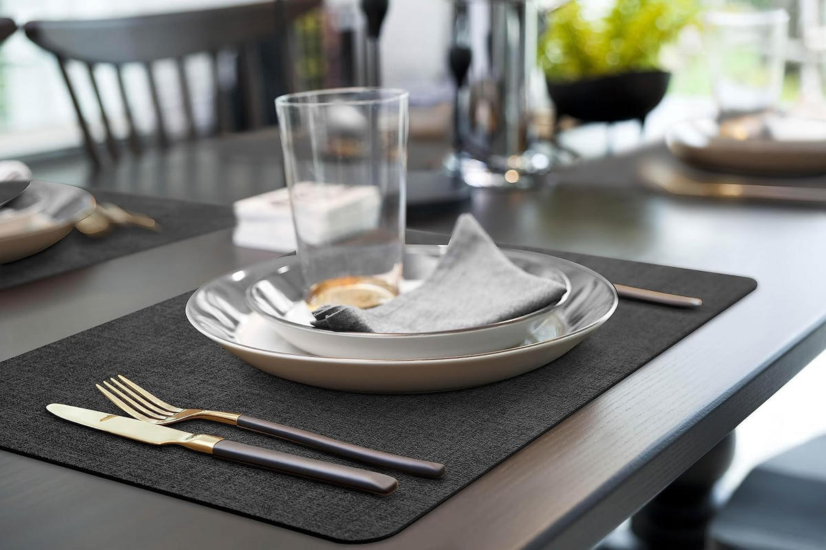 PLATZSET 4-teilig – 43 x 30 cm – Schwarz - Schwarz, Leder (43/30cm)