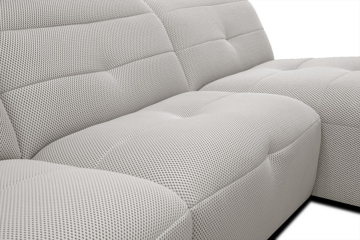 ECKSOFA TRENTO 4-Sitzer mit 1 Relaxfunktion, ecru - Ecru/Schwarz, Holzwerkstoff/Kunststoff (262/165cm) - Courtois Laville