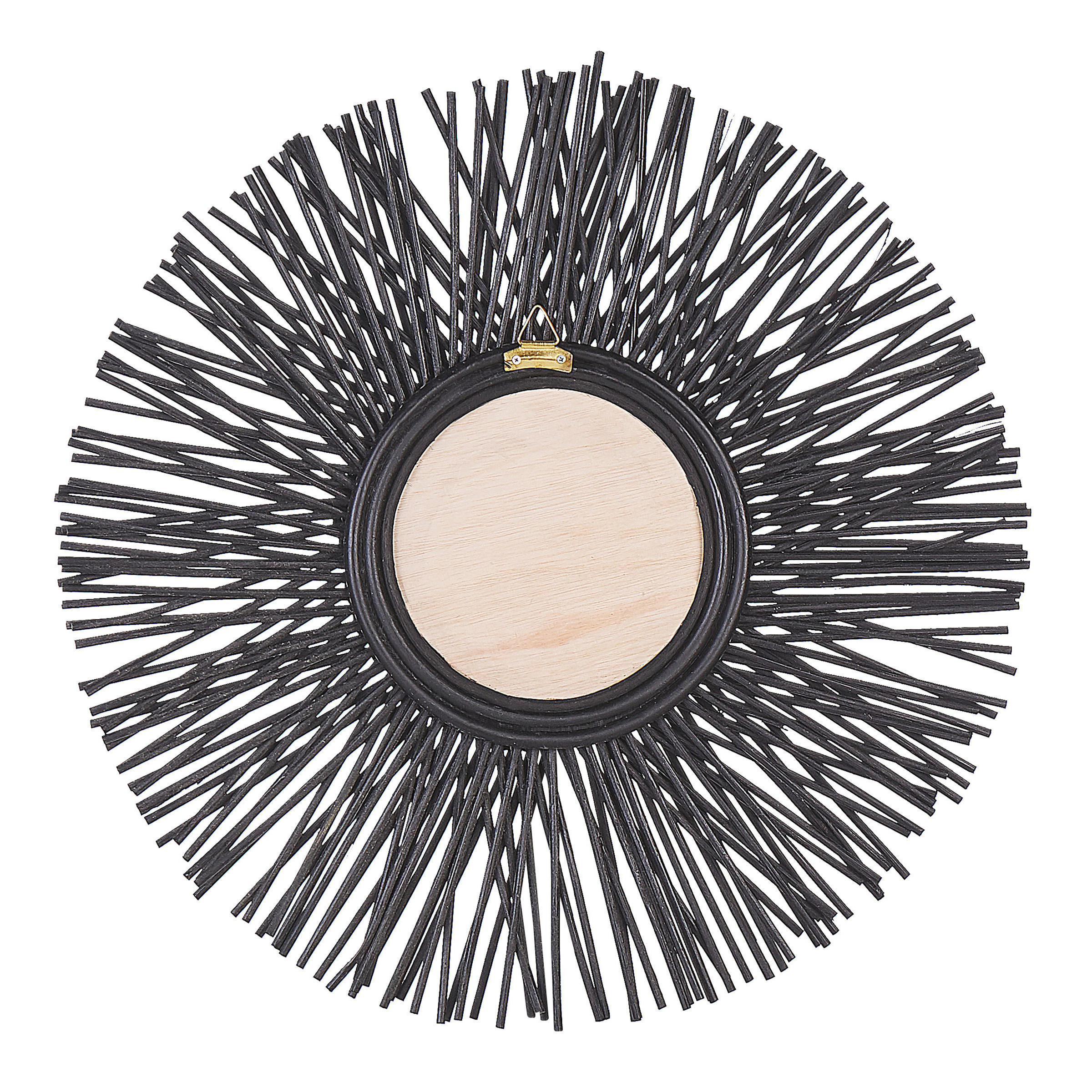 WANDSPIEGEL Rattan schwarz Sonnenform 60 cm Kalasin - Schwarz, Naturmaterialen (60/60/3cm) - Beliani