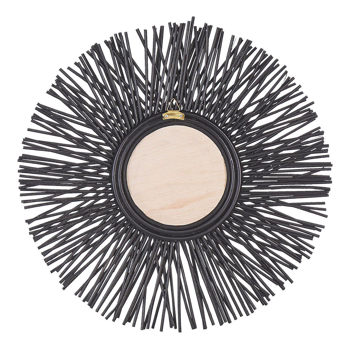 WANDSPIEGEL Rattan schwarz Sonnenform 60 cm Kalasin - Schwarz, Naturmaterialen (60/60/3cm) - Beliani