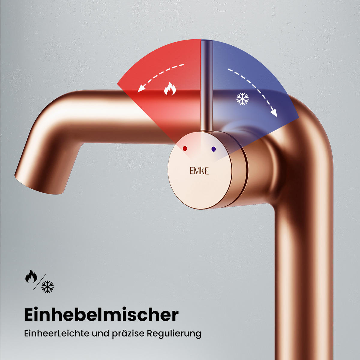 WASCHTISCHARMATUR Ventilkernzertifizierung Rosengold 15cm - Roségold, Metall (20/7.6/22.2cm) - EMKE