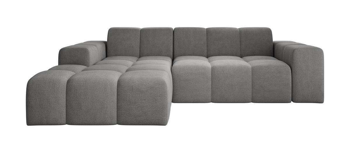 ECKSOFA Fogo ohne Schlaffuktion, L-Form, Sofa Links, Veloursstoff, 245x68x180 cm, Grau - Grau, Holz (180/245cm) - PROMETO Möbel