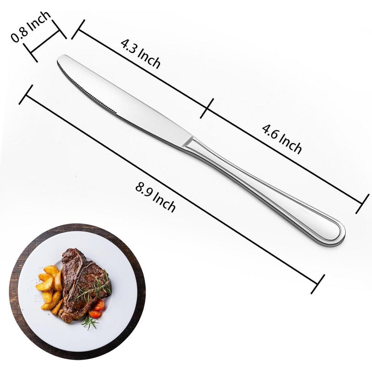 TAFELMESSER 16-teiliges Set Edelstahl 23 cm - Silberfarben, Metall
