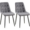 STUHL 2er Set Samt Dunkelgrau - Dunkelgrau/Schwarz, Textil/Metall (47/89/61cm) - CLP
