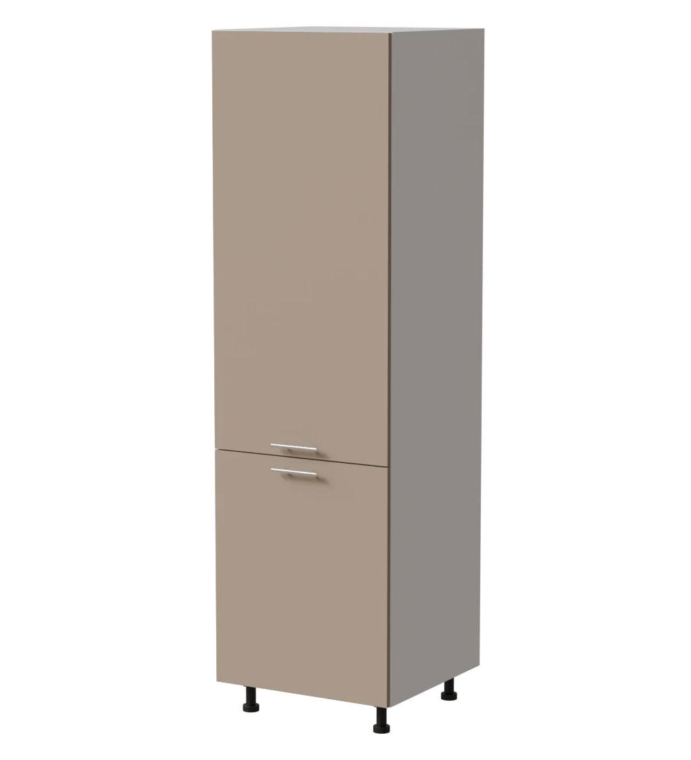 KÜHLSCHRANKUMBAUSCHRANK Brerra D14/DL/60/207 RAL 1019 graubeige Matt / Weiß Matt 60 / 59 / 207cm - Beige/Weiß, Holz/Holzwerkstoff (60/207/59cm) - Feldmann-Wohnen