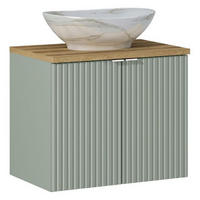WASCHTISCHKOMBI 60 cm 3 Teile - Line Reed Green L BM85 in Schilfgrün/ Evoke Eiche - Eiche Artisan/Grün, Holz (60/57/40cm)