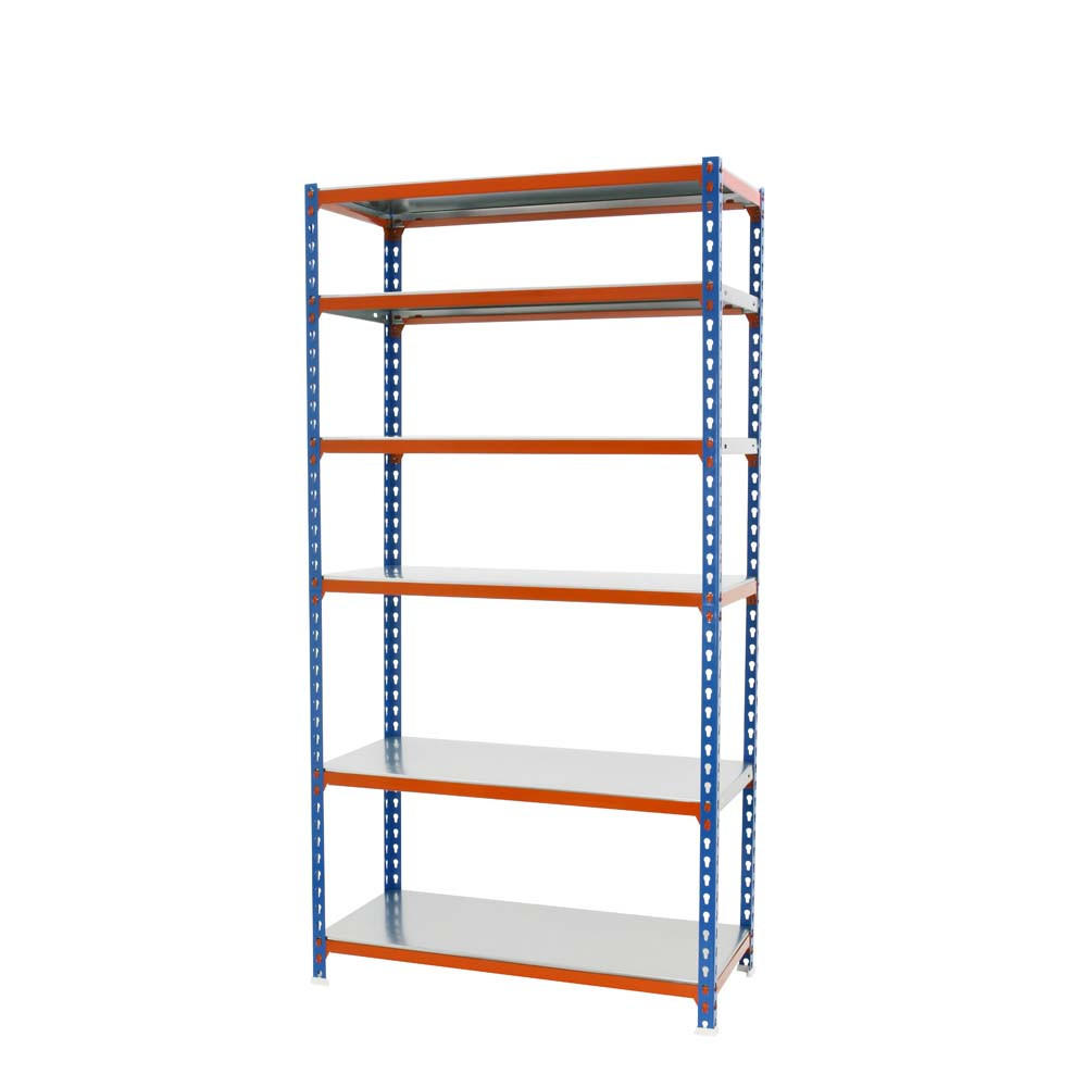 SCHWERLASTREGAL Giant Metal Shark HxBxT 250 x 110 x 40 cm Fachlast 200 kg Blau-Orange - Gelb, Metall (110/250/40cm) - PROREGAL