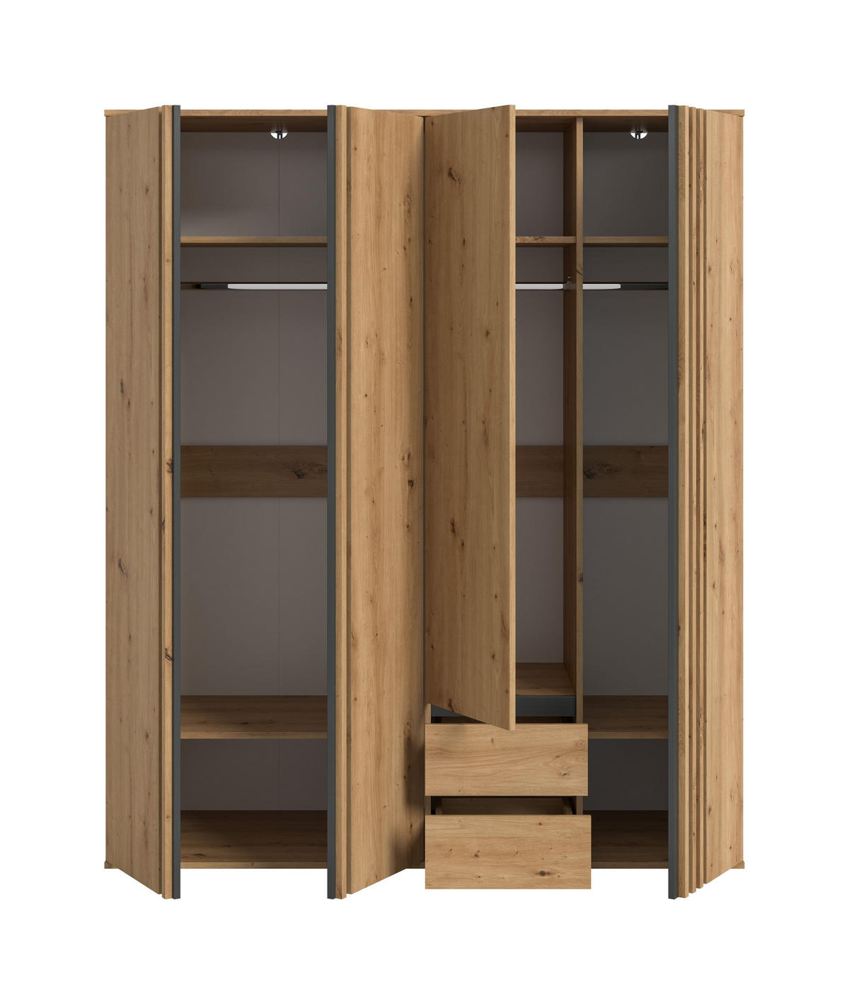 KLEIDERSCHRANKKOMBINATION TOFTA (B/H/T: ca. 160/190/56 cm) in Artisan Eiche Nachbildung/Artisan Eiche Nachbildung - Eiche Artisan, Holzwerkstoff (160/190/56cm)