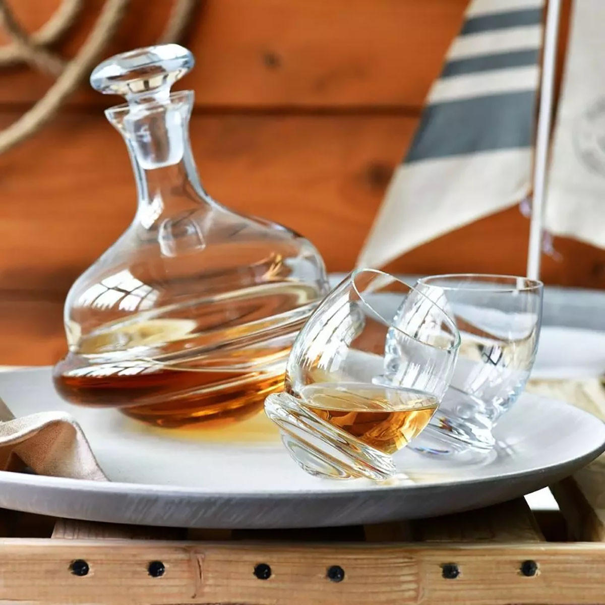 WHISKYKARAFFE MIT STOPPER Roly-Poly, 750 ml, Handgemacht - Transparent, Glas (0.75L) - Krosno Glass
