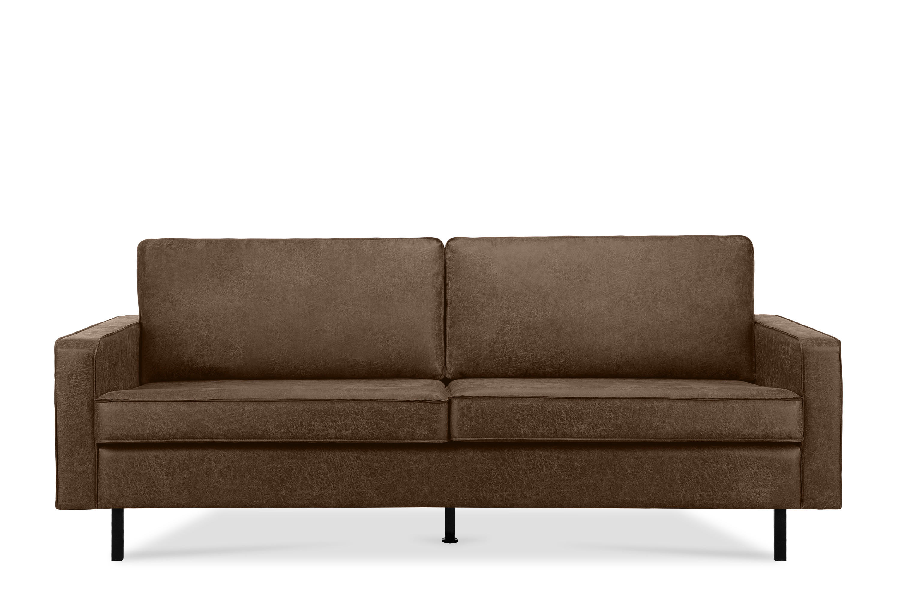 3-SITZER-SOFA INVIA Klassische-Stil mit Armlehnen, Lederoptik-Stoff, dunkelbraun - Dunkelbraun/Schwarz, Textil (209/87/98cm) - KONSIMO®