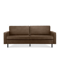 3-SITZER-SOFA INVIA Klassische-Stil mit Armlehnen, Lederoptik-Stoff, dunkelbraun - Dunkelbraun/Schwarz, Textil (209/87/98cm) - KONSIMO®