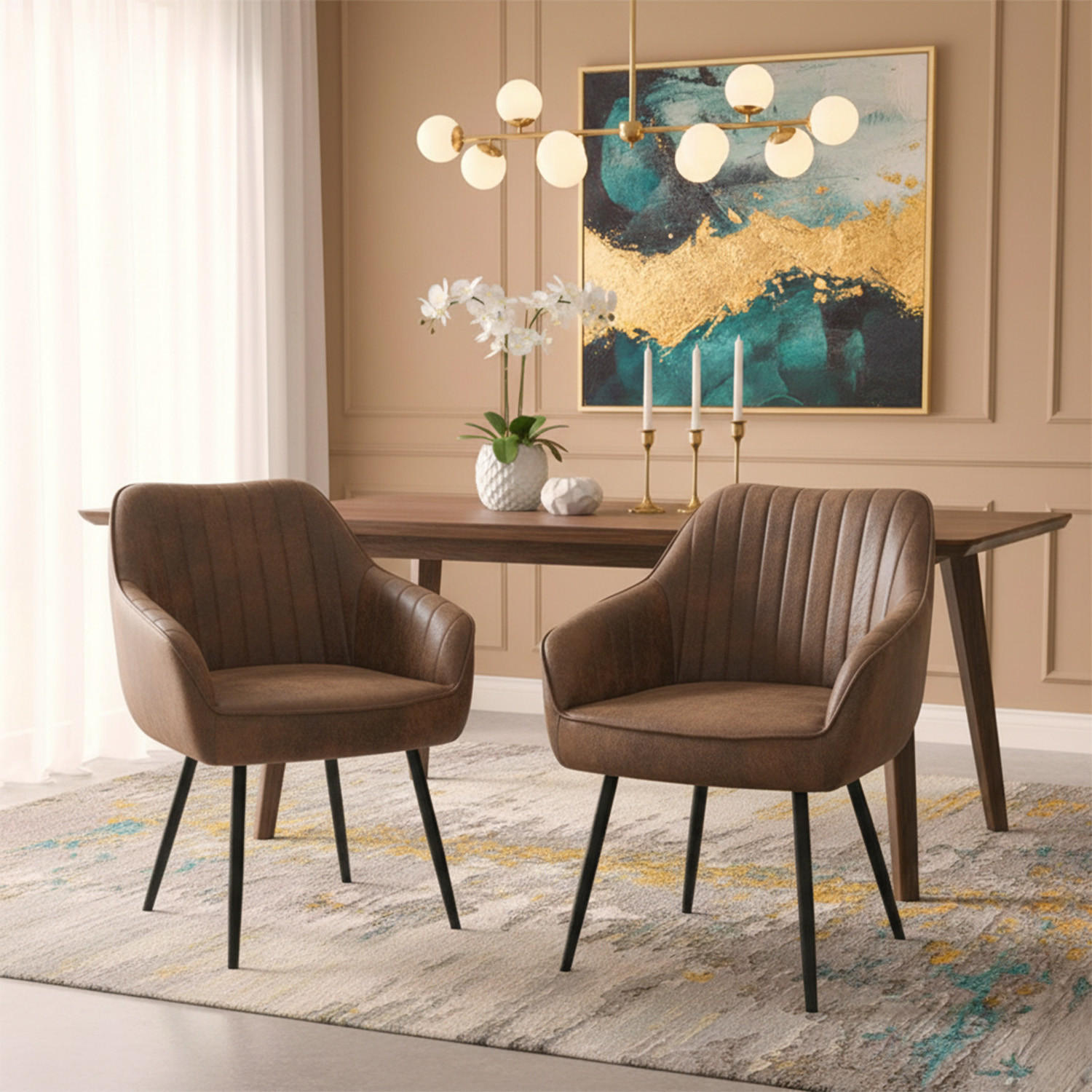 Thumbnail - Dubi Möbel Esszimmerstuhl, Braun, Textil, 60x82x61 cm, Esszimmer, Stühle, Esszimmerstühle, Vierfußstühle